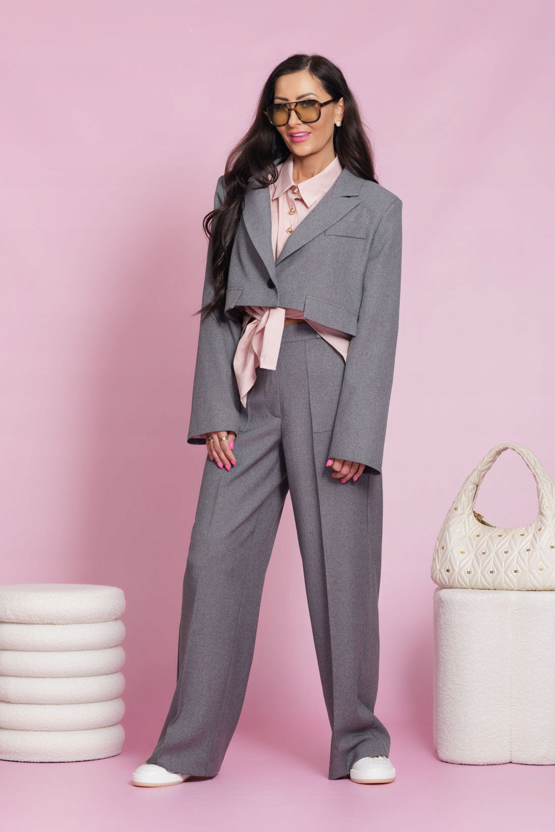 Elizabeth Collection Spodnie szare damskie eleganckie MATEO rozmiar 36 S